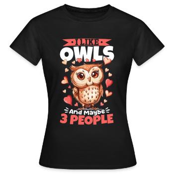 hibou oiseau nocturne animal j’aime les hiboux - T-shirt Femme - noir - Devant - AI Model Female 172 dark (172cm)