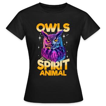 Hibou Oiseau Nocturne Animal Les Hiboux sont mon - T-shirt Femme - noir - Devant - AI Model Female 172 dark (172cm)