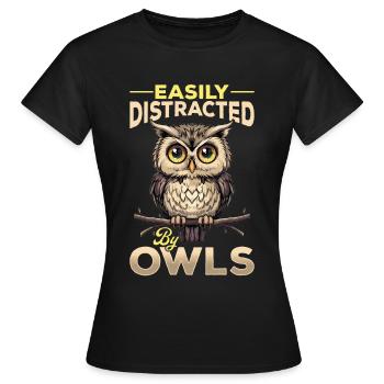 Hibou oiseau nocturne animal facilement distrait - T-shirt Femme - noir - Devant - AI Model Female 172 dark (172cm)