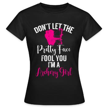 Bogenschießen Bowhunter Shooting Girls Pfeiljagd - Frauen T-Shirt - Schwarz - Vorne - AI Model Female 172 dark (172cm)