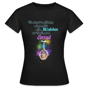 Einrad Mädchen Einradfahrerin - Frauen T-Shirt - Schwarz - Vorne - AI Model Female 172 dark (172cm)