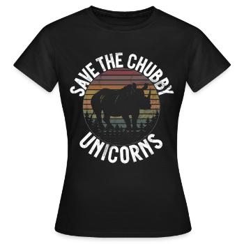 Speichern Sie Die Molligen Einhörner Fat Rino - Frauen T-Shirt - Schwarz - Vorne - AI Model Female 172 dark (172cm)