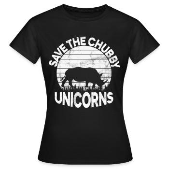Speichern Sie Die Molligen Einhörner Fat Rino - Frauen T-Shirt - Schwarz - Vorne - AI Model Female 172 dark (172cm)