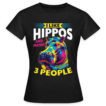 Hippo Hippopotamus Animal I Like Hippos - Frauen T-Shirt - Schwarz - Vorne - AI Model Female 172 dark (172cm)