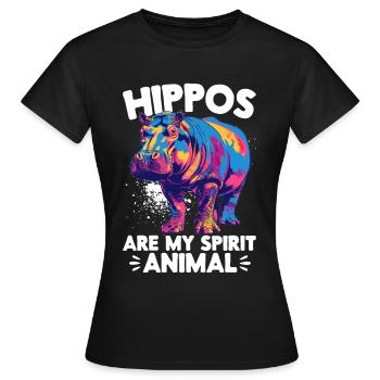 Hippo Hippopotamus Animal Hippos are my spirit - Frauen T-Shirt - Schwarz - Vorne - AI Model Female 172 dark (172cm)