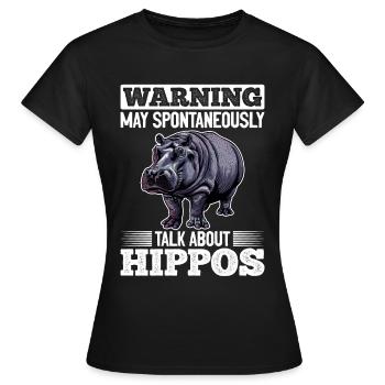 Funny Hippo Hippopotamus Animal Warning - Frauen T-Shirt - Schwarz - Vorne - AI Model Female 172 dark (172cm)