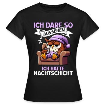 J’ai le droit d’avoir l’air d’avoir un hibou de nuit - T-shirt Femme - noir - Devant - AI Model Female 172 dark (172cm)
