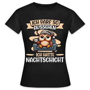 J’ai le droit d’avoir l’air d’avoir un hibou de nuit - T-shirt Femme - noir - Devant - AI Model Female 172 dark (172cm)