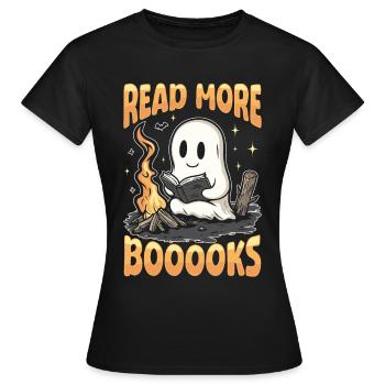 Teacher Halloween Ghost Reading Book - Frauen T-Shirt - Schwarz - Vorne - AI Model Female 172 dark (172cm)