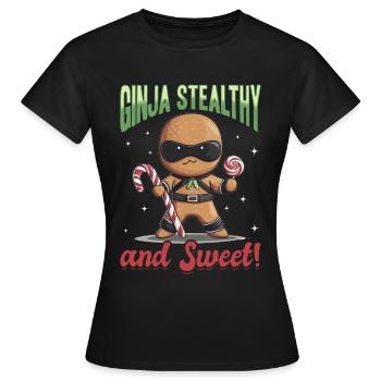 Pain d’épices de Noël Ginja Furtif et sucré ! - T-shirt Femme - noir - Devant - AI Model Female 172 dark (172cm)