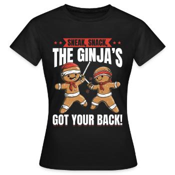 Funny Christmas Gingerbread Sneak - Frauen T-Shirt - Schwarz - Vorne - AI Model Female 172 dark (172cm)