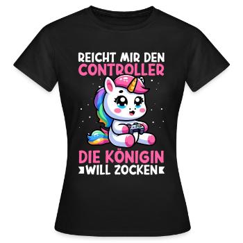 Elle me tend la manette, la reine veut jouer - T-shirt Femme - noir - Devant - AI Model Female 172 dark (172cm)