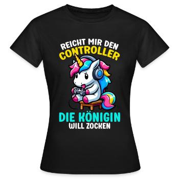 Elle me tend la manette, la reine veut jouer - T-shirt Femme - noir - Devant - AI Model Female 172 dark (172cm)