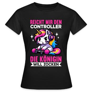 Elle me tend la manette, la reine veut jouer - T-shirt Femme - noir - Devant - AI Model Female 172 dark (172cm)