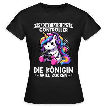Elle me tend la manette, la reine veut jouer - T-shirt Femme - noir - Devant - AI Model Female 172 dark (172cm)