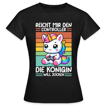 Elle me tend la manette, la reine veut jouer - T-shirt Femme - noir - Devant - AI Model Female 172 dark (172cm)