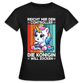 Elle me tend la manette, la reine veut jouer - T-shirt Femme - noir - Devant - AI Model Female 172 dark (172cm)