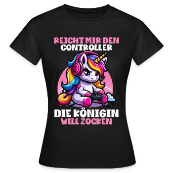 Elle me tend la manette, la reine veut jouer - T-shirt Femme - noir - Devant - AI Model Female 172 dark (172cm)