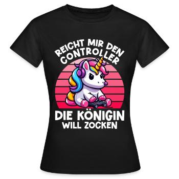 Elle me tend la manette, la reine veut jouer - T-shirt Femme - noir - Devant - AI Model Female 172 dark (172cm)