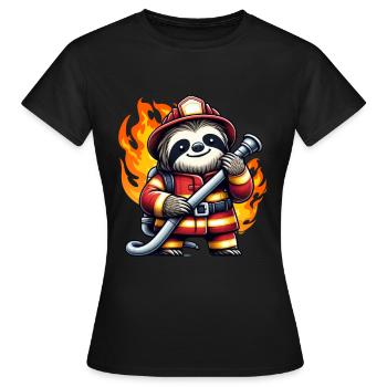 Pompier paresseux Pompier Pompiers Pompiers professionnels - T-shirt Femme - noir - Devant - AI Model Female 172 dark (172cm)