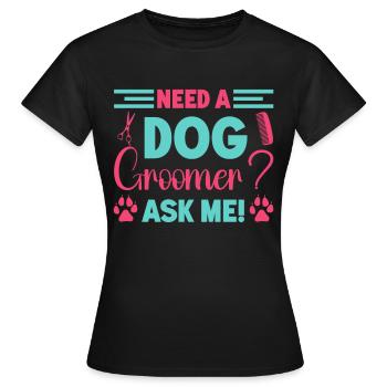 Hundegruamwelpen Haustier -Pflege -Job Salon - Frauen T-Shirt - Schwarz - Vorne - AI Model Female 172 dark (172cm)