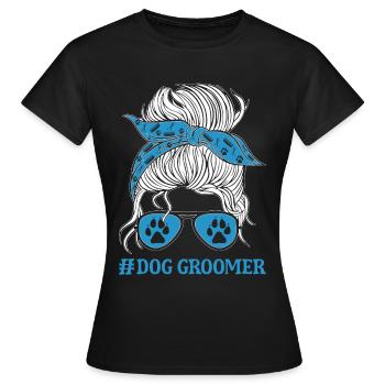 Hundegruamwelpen Haustier -Pflege -Job Salon - Frauen T-Shirt - Schwarz - Vorne - AI Model Female 172 dark (172cm)