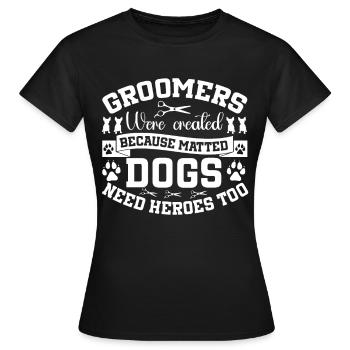 Hundegruamwelpen Haustier -Pflege -Job Salon - Frauen T-Shirt - Schwarz - Vorne - AI Model Female 172 dark (172cm)