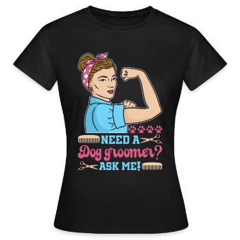Hundegruamwelpen Haustier -Pflege -Job Salon - Frauen T-Shirt - Schwarz - Vorne - AI Model Female 172 dark (172cm)