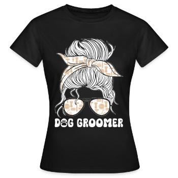 Hundegruamwelpen Haustier -Pflege -Job Salon - Frauen T-Shirt - Schwarz - Vorne - AI Model Female 172 dark (172cm)