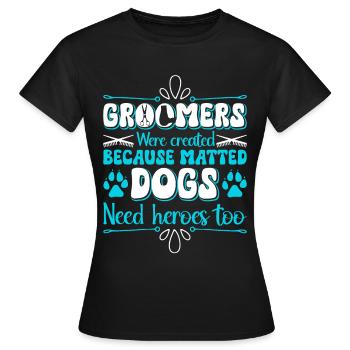 Hundegruamwelpen Haustier -Pflege -Job Salon - Frauen T-Shirt - Schwarz - Vorne - AI Model Female 172 dark (172cm)