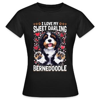 Bernedoodle Chien Race J’Aime Mon Doux Darling - T-shirt Femme - noir - Devant - AI Model Female 172 dark (172cm)