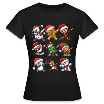 Dabbing Santa Elf Christmas Dance Squad Trendy - Women's T-Shirt - black - Front - AI Model Female 172 dark (172cm)