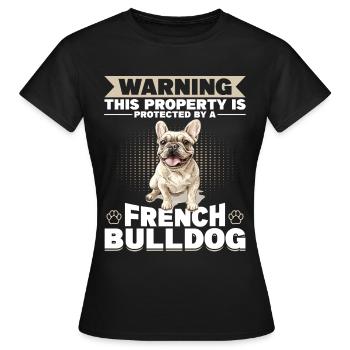 Bouledogue français Frechie Race de chien Avertissement Ceci - T-shirt Femme - noir - Devant - AI Model Female 172 dark (172cm)