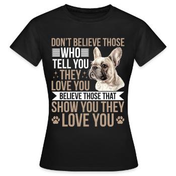 Bouledogue français Frechie Race de chien - T-shirt Femme - noir - Devant - AI Model Female 172 dark (172cm)