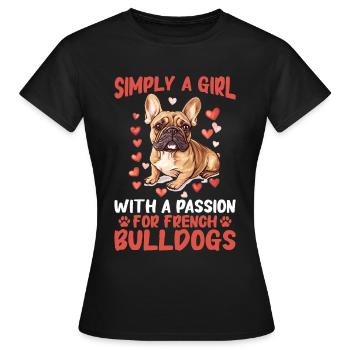 Bouledogue français Frechie Race de chien simplement une fille - T-shirt Femme - noir - Devant - AI Model Female 172 dark (172cm)