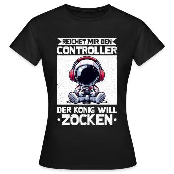 Il me tend la manette que le roi veut jouer - T-shirt Femme - noir - Devant - AI Model Female 172 dark (172cm)