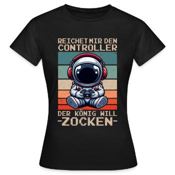 Il me tend la manette que le roi veut jouer - T-shirt Femme - noir - Devant - AI Model Female 172 dark (172cm)
