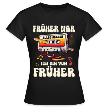 Cassettes Lecteur Mixtape Musique des années 80 Vintage - T-shirt Femme - noir - Devant - AI Model Female 172 dark (172cm)