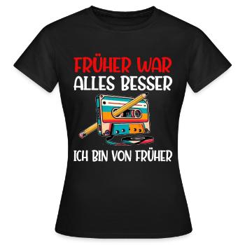 Cassettes Lecteur Mixtape Musique des années 80 Vintage - T-shirt Femme - noir - Devant - AI Model Female 172 dark (172cm)