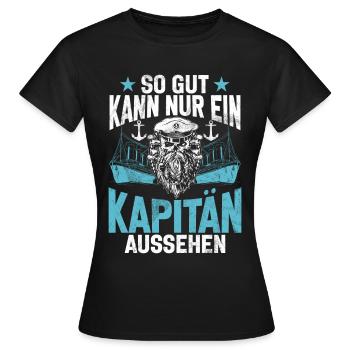 Capitaine à voile Dire bateau Voilier Capitaine - T-shirt Femme - noir - Devant - AI Model Female 172 dark (172cm)