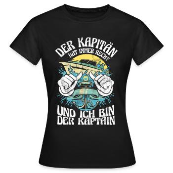 Capitaine à voile Dire bateau Voilier Capitaine - T-shirt Femme - noir - Devant - AI Model Female 172 dark (172cm)