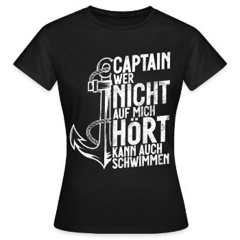 Capitaine à voile Dire bateau Voilier Capitaine - T-shirt Femme - noir - Devant - AI Model Female 172 dark (172cm)