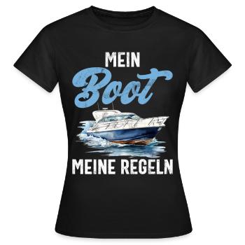 Capitaine à voile Dire bateau Voilier Capitaine - T-shirt Femme - noir - Devant - AI Model Female 172 dark (172cm)