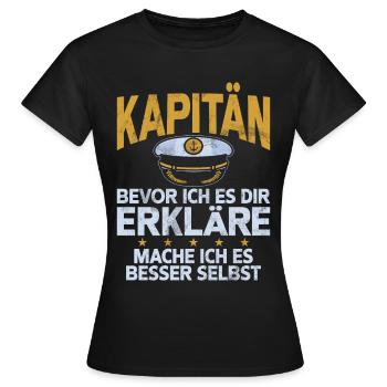 Capitaine à voile Dire bateau Voilier Capitaine - T-shirt Femme - noir - Devant - AI Model Female 172 dark (172cm)