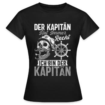 Capitaine à voile Dire bateau Voilier Capitaine - T-shirt Femme - noir - Devant - AI Model Female 172 dark (172cm)