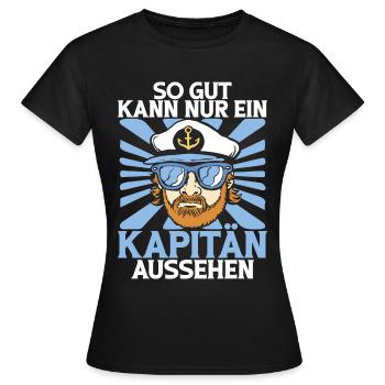 Capitaine à voile Dire bateau Voilier Capitaine - T-shirt Femme - noir - Devant - AI Model Female 172 dark (172cm)