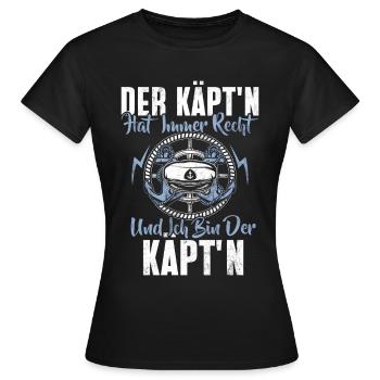 Capitaine à voile Dire bateau Voilier Capitaine - T-shirt Femme - noir - Devant - AI Model Female 172 dark (172cm)