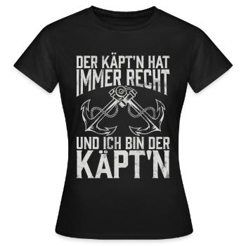 Capitaine à voile Dire bateau Voilier Capitaine - T-shirt Femme - noir - Devant - AI Model Female 172 dark (172cm)