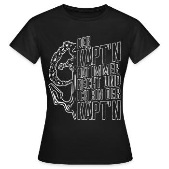 Capitaine à voile Dire bateau Voilier Capitaine - T-shirt Femme - noir - Devant - AI Model Female 172 dark (172cm)