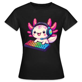 Gamesolotl Axolotl PC Gaming Gamer Lecteur vidéo - T-shirt Femme - noir - Devant - AI Model Female 172 dark (172cm)